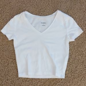 S White V-Neck Crop Top